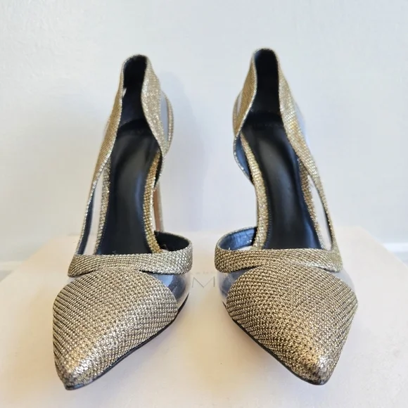 New Alexandre Birman Gold Metallic PVC Stiletto Heels NWT Size 8 US/38 EU - Picture 4 of 10